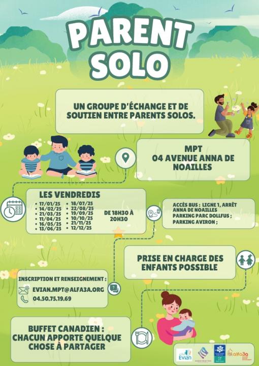 en tête affiche parent solo groupe d"échange