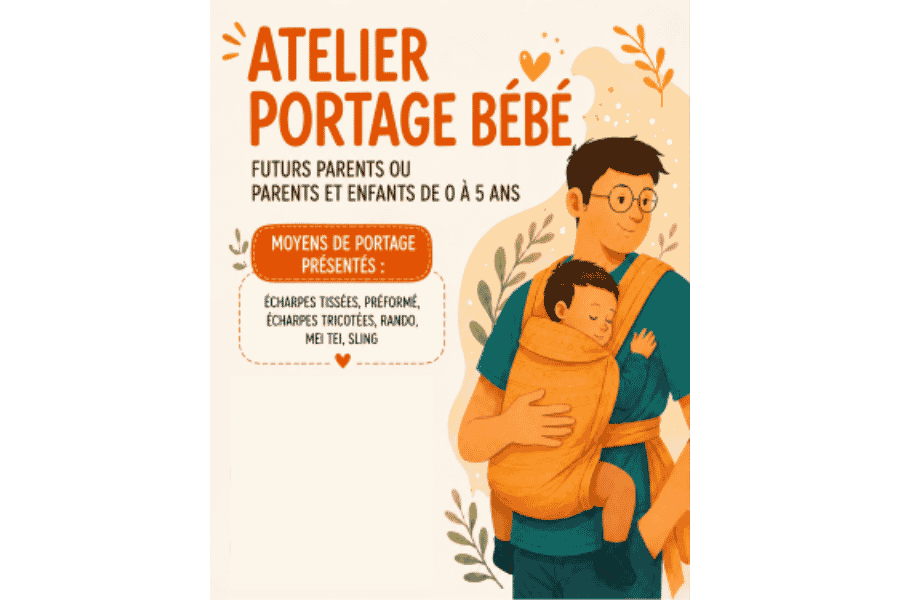 affiche atelier portage bebe papa porte bebe