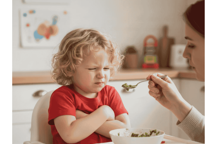 enfant repas boude