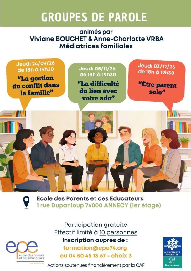 Affiche groupe de paroles parents échanges bulles