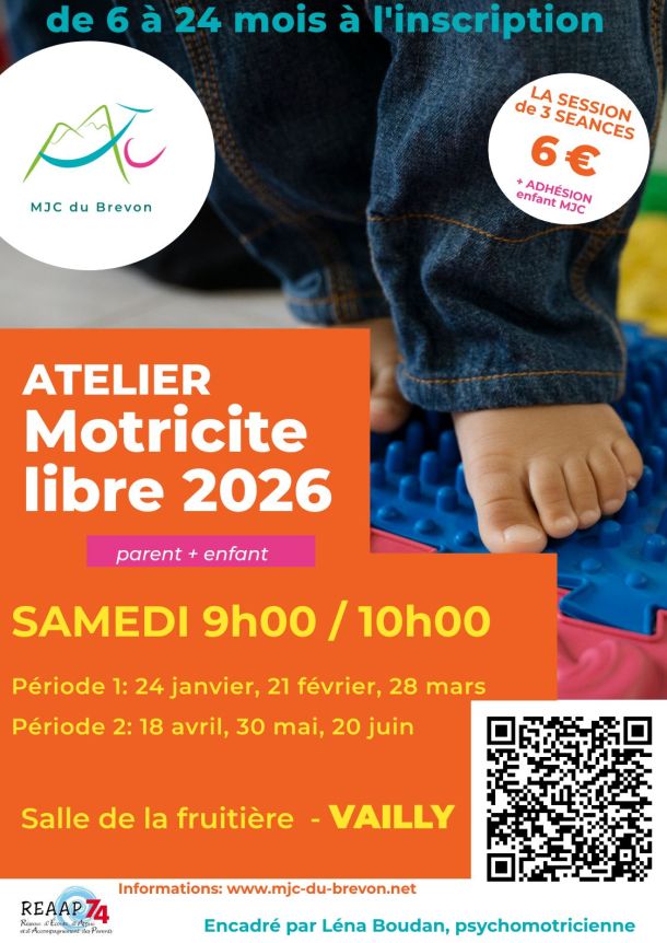 affiche atelier motricite libre pied bébé