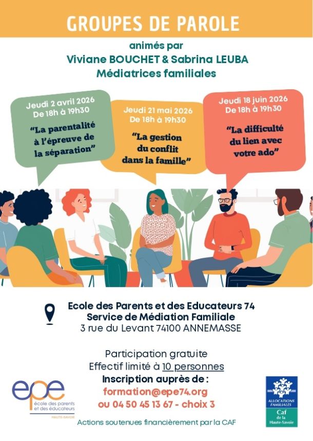 Affiche groupe de paroles parents échanges bulles