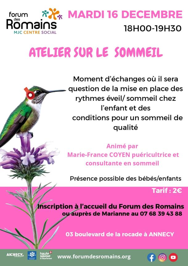 atelier sommeil oiseau forum des romains