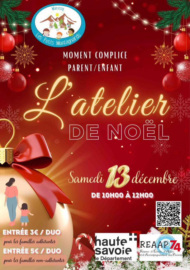 affiche noel rouge doré atelier